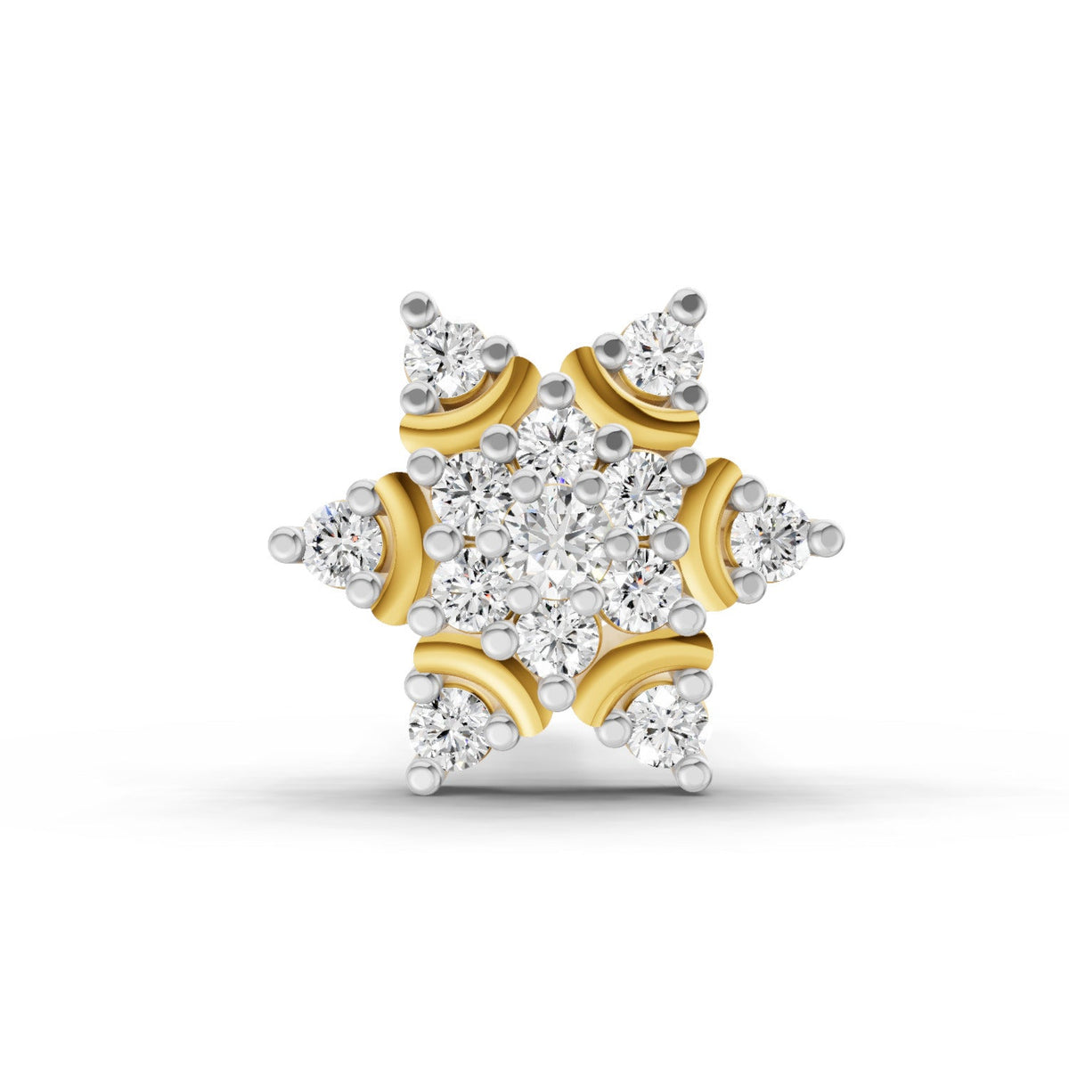 0.05 Carat Snowflake Shine Diamond Nose Pin 14K