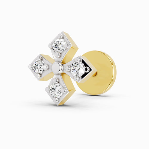 0.04 Carat aukera Celeste Bloom Diamond Nose Pin 14K