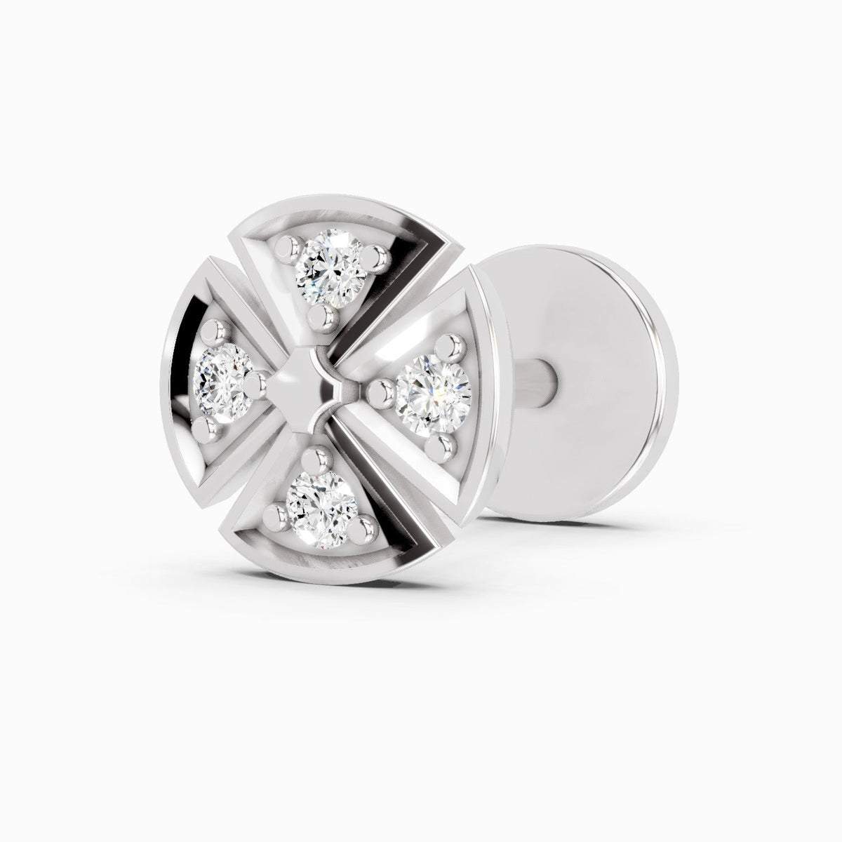 Refined Hexagon Bloom Diamond Nose Pin