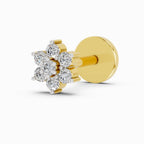 0.07 Carat floral cluster Diamond Nose Pin 14K