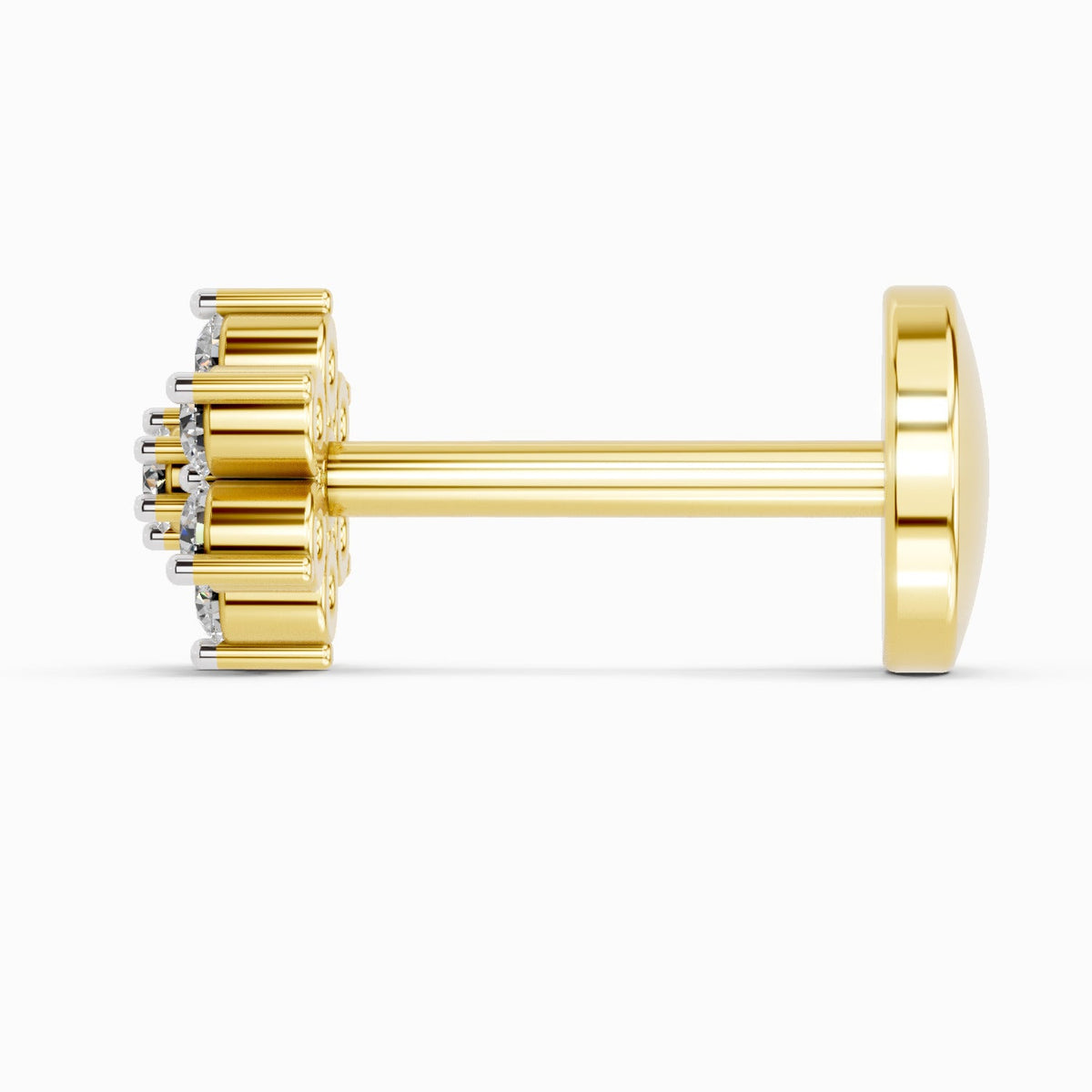 0.07 Carat floral cluster Diamond Nose Pin 14K