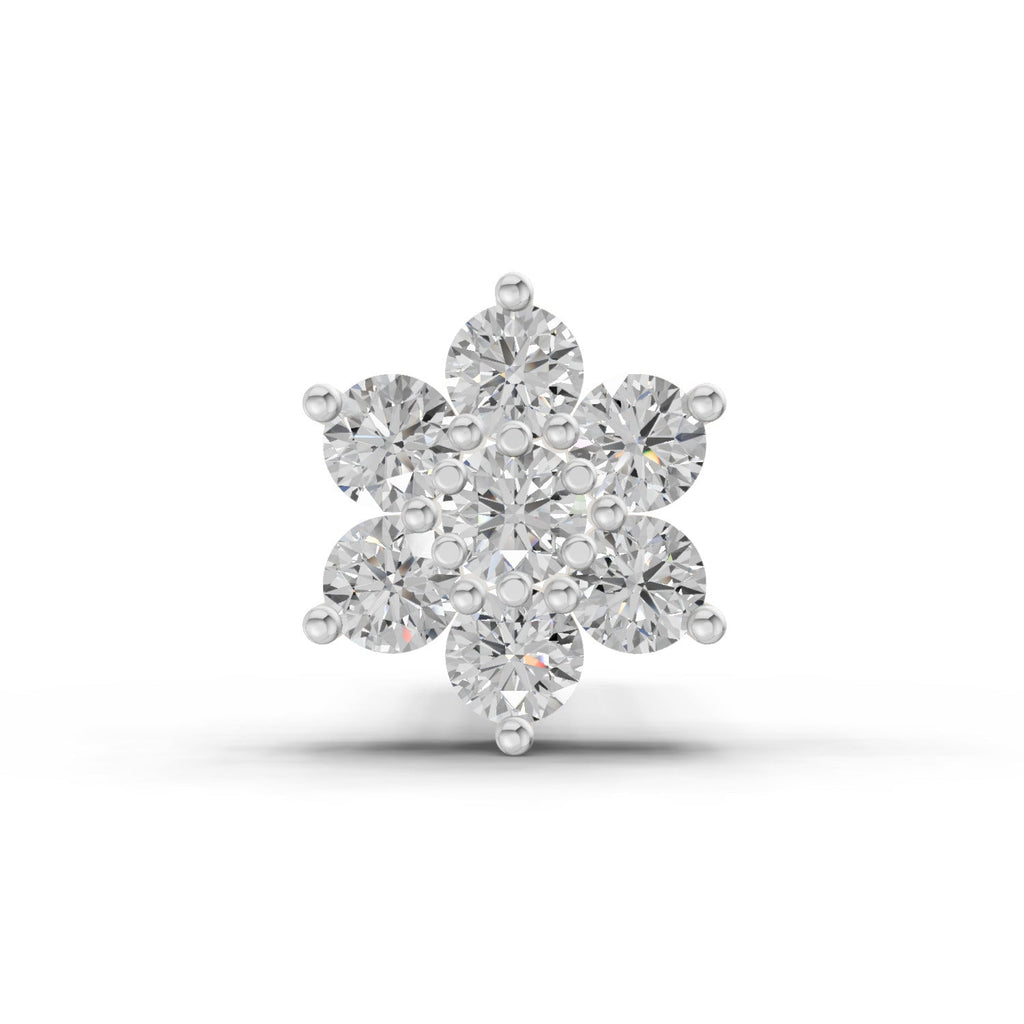 0.07 Carat floral cluster Diamond Nose Pin 14K