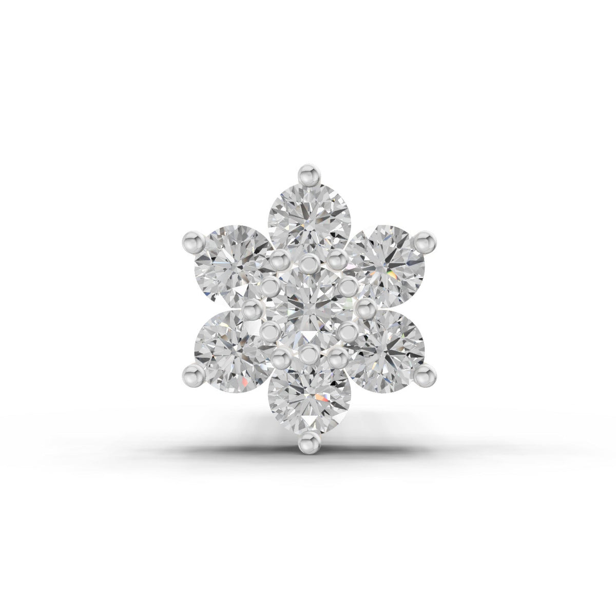 0.07 Carat floral cluster Diamond Nose Pin 14K Screw