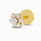 0.03 Carat Splendid Floret Diamond Nose Pin 14K