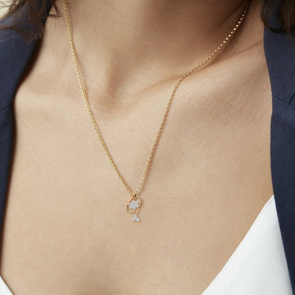 0.11 Ct Floral Pendant 14Kt - Rose Gold