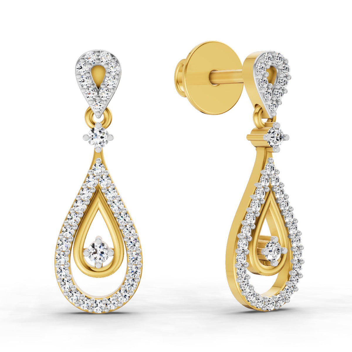 0.21 Carat Dangle Diamond Earrings 14K