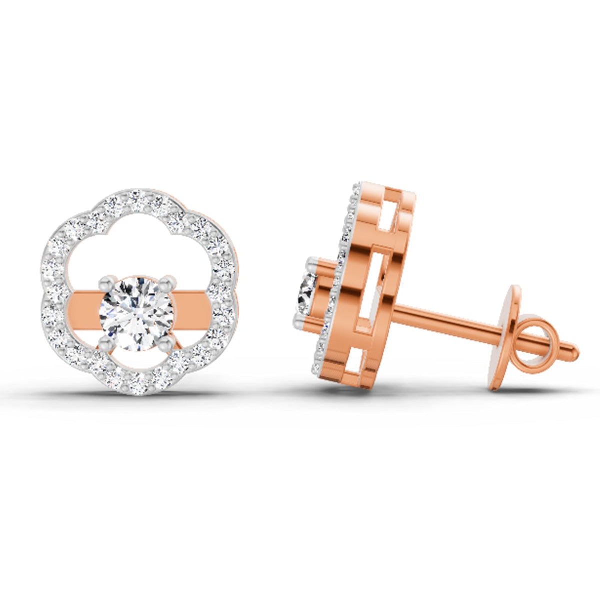 Enchanting Halo Diamond Stud Earrings