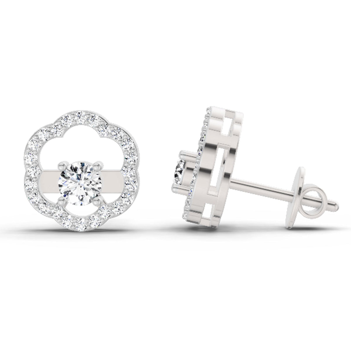 Enchanting Halo Diamond Stud Earrings