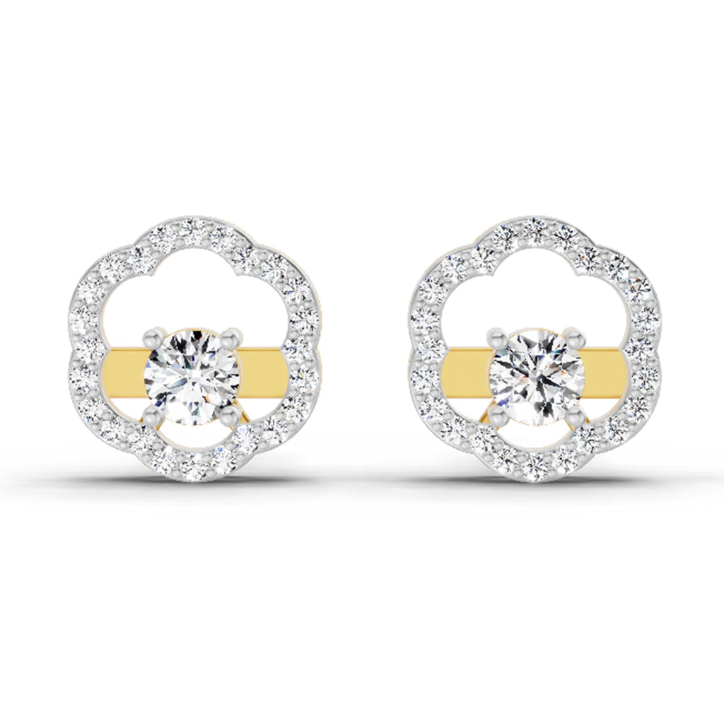 0.94 Carat Halo Diamond Stud Earrings 14K