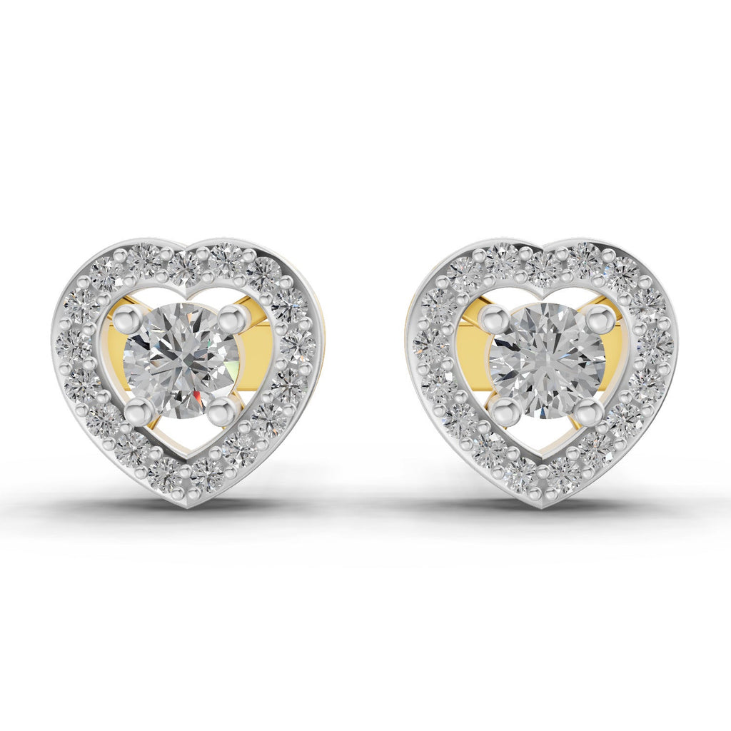 0.58 Carat Halo Diamond Stud Earrings 14K