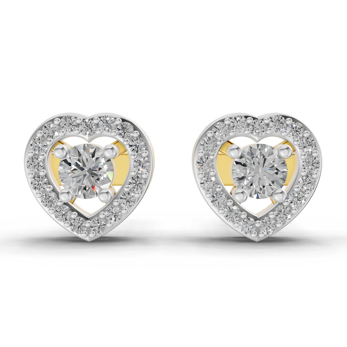 0.58 Carat Halo Diamond Stud Earrings 14K