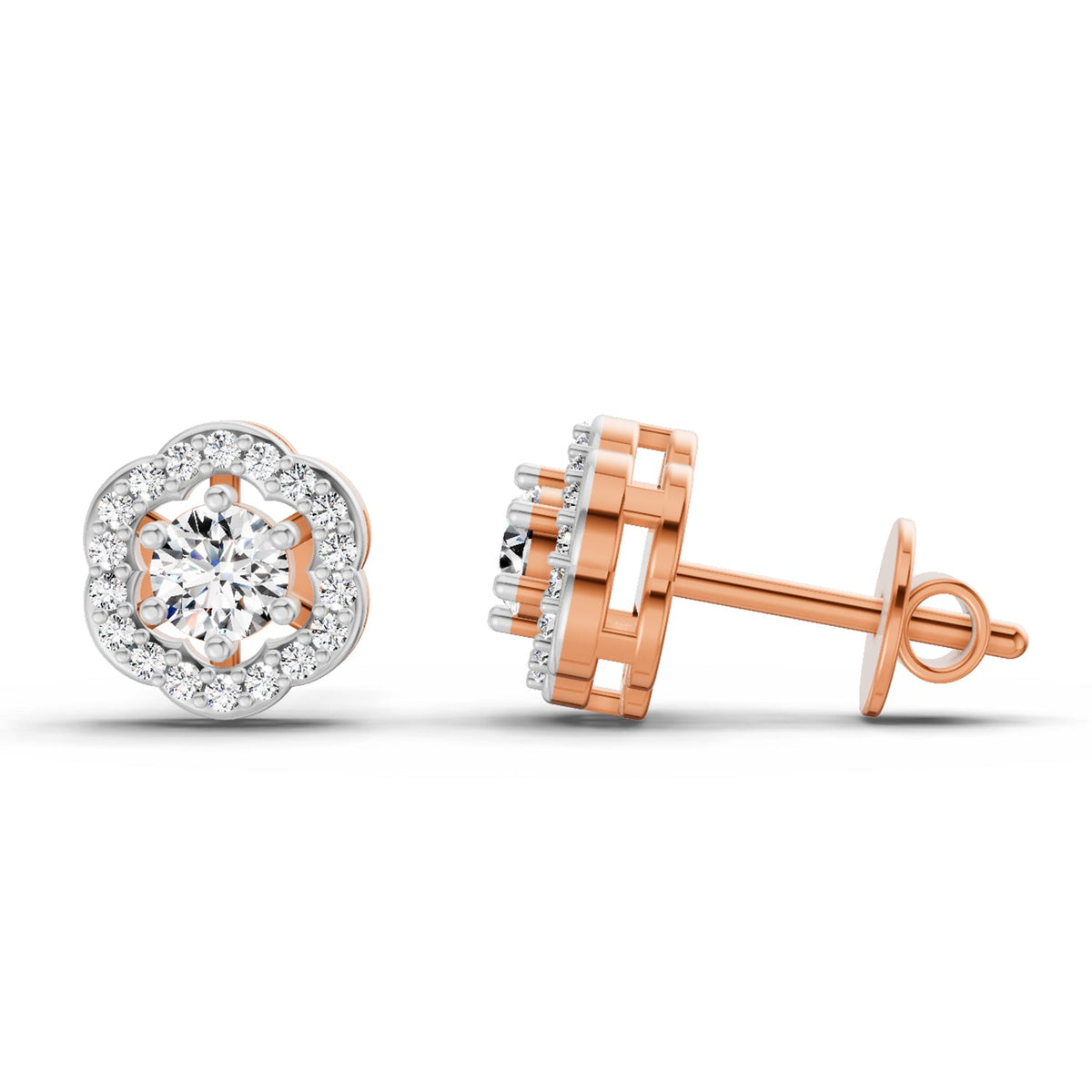 Timeless Halo Diamond Stud Earrings