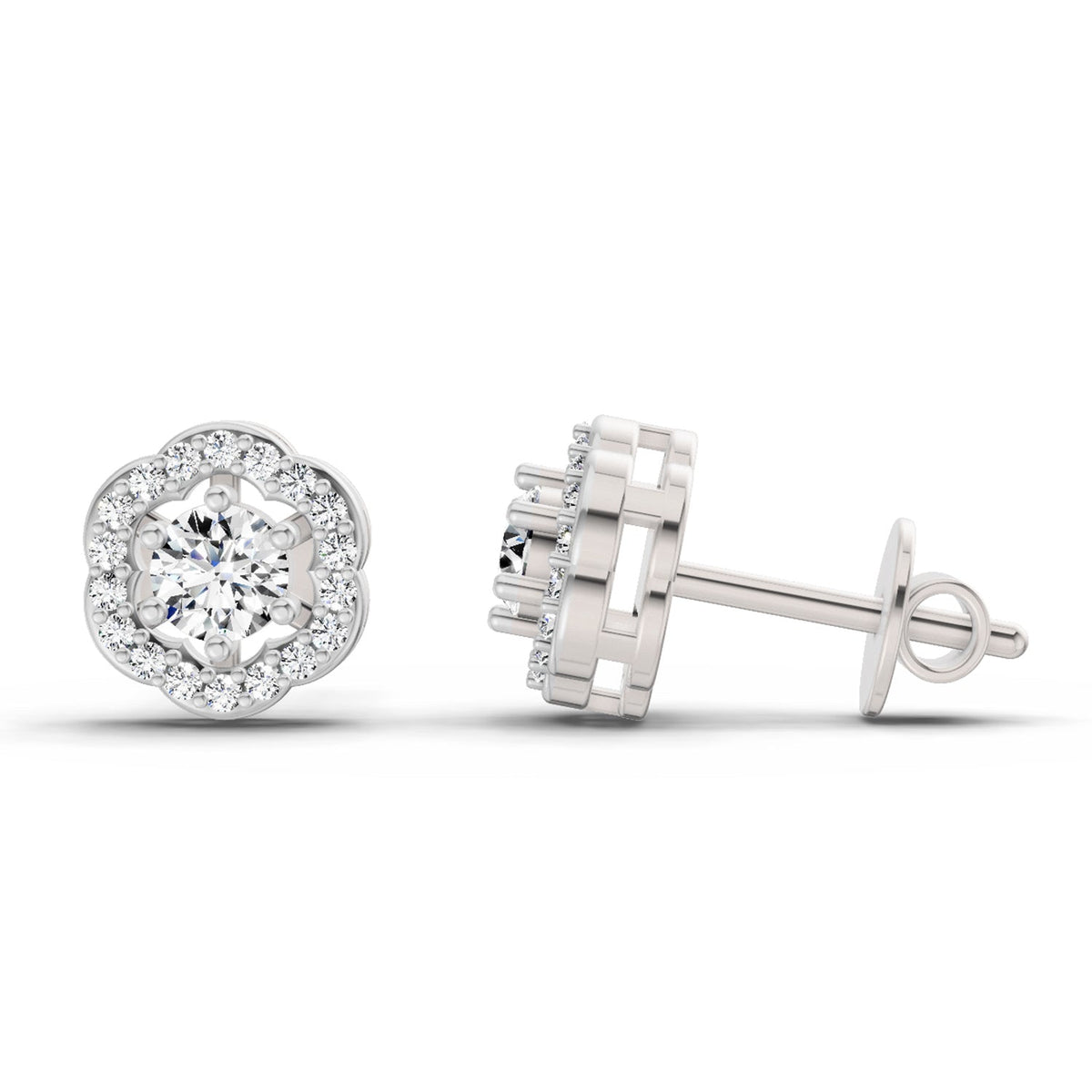 Timeless Halo Diamond Stud Earrings