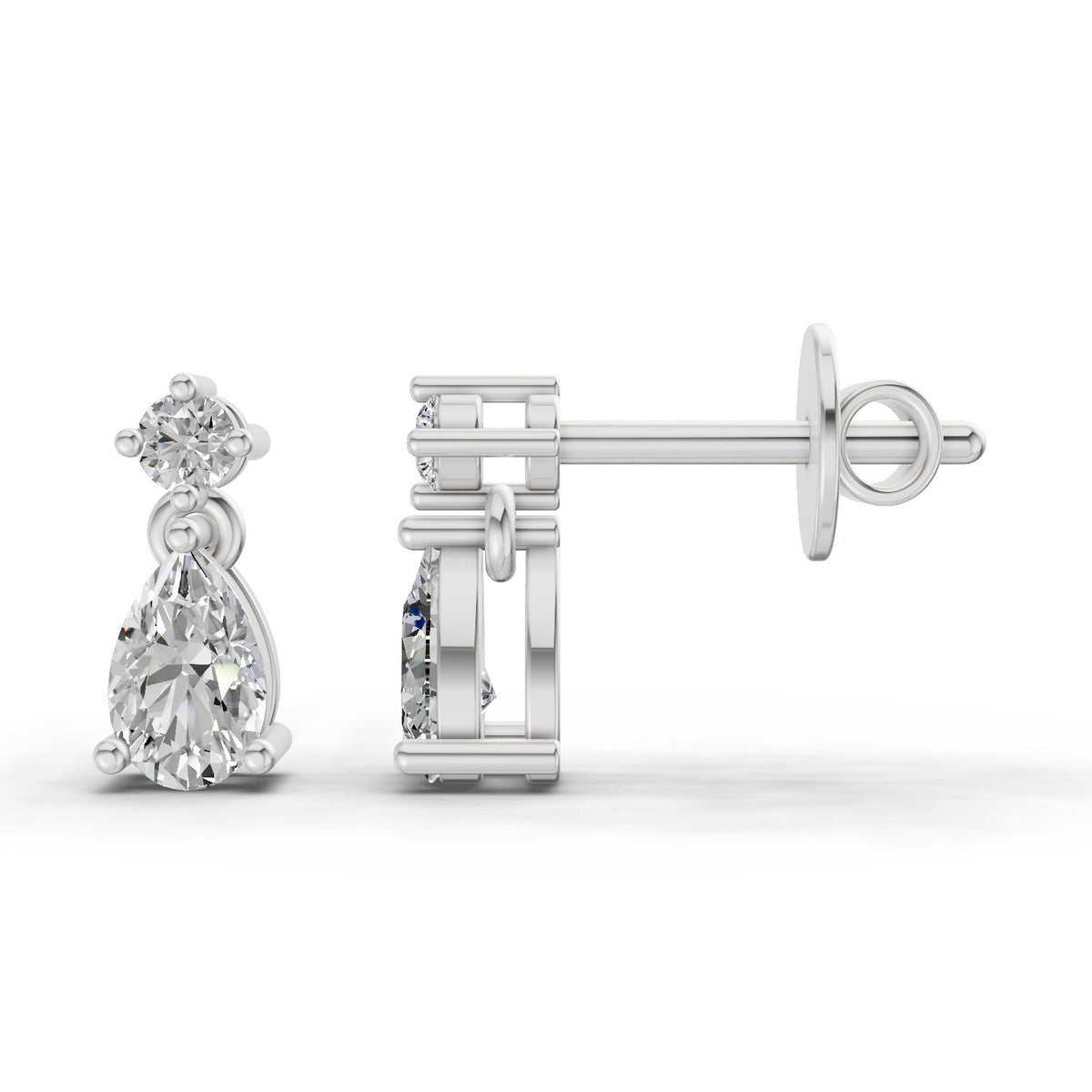 Luminous Pear Diamond Stud Earrings