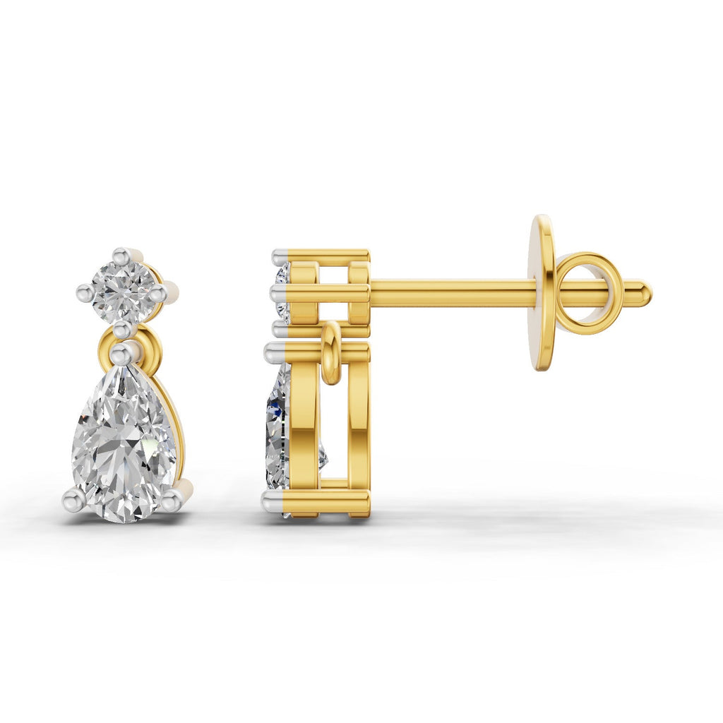 0.89 Carat Pear-Shaped Diamond Drop Stud Earrings 14K