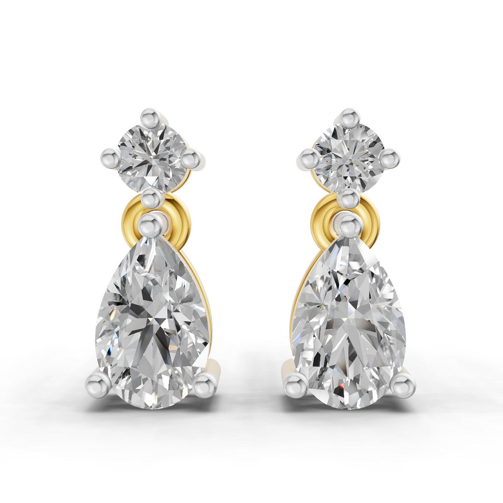 0.89 Carat Pear-Shaped Diamond Drop Stud Earrings 14K