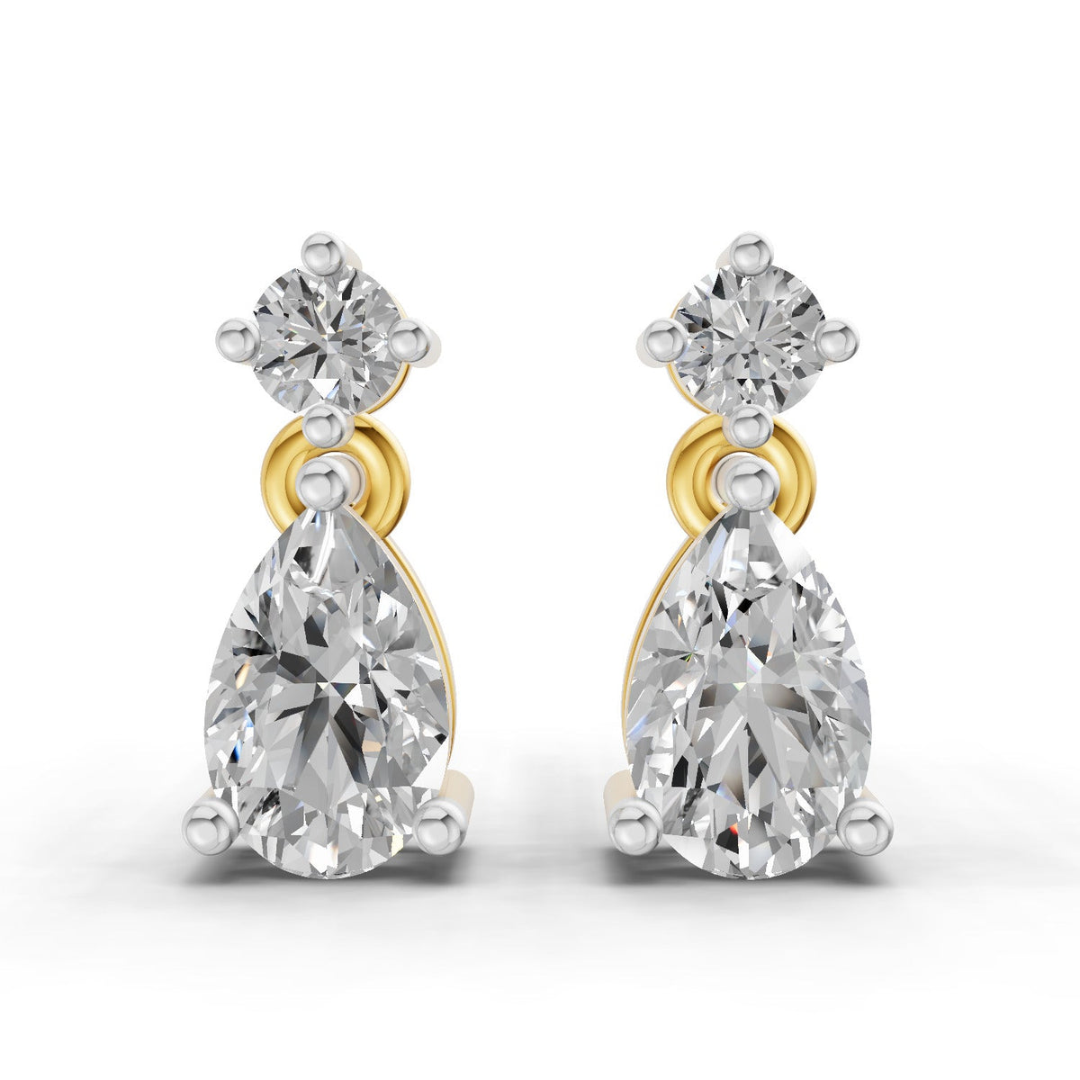 0.89 Carat Pear-Shaped Diamond Drop Stud Earrings 14K