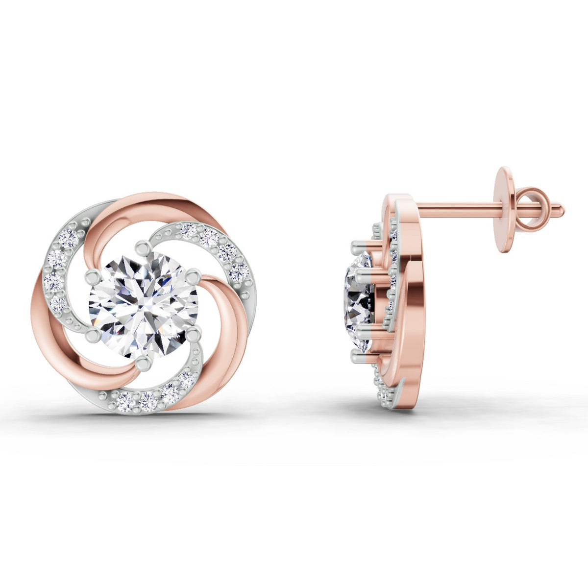 Delicate Round Swirl Diamond Earrings