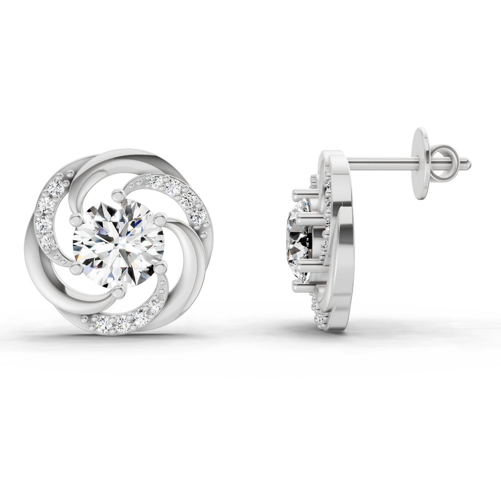 Delicate Round Swirl Diamond Earrings