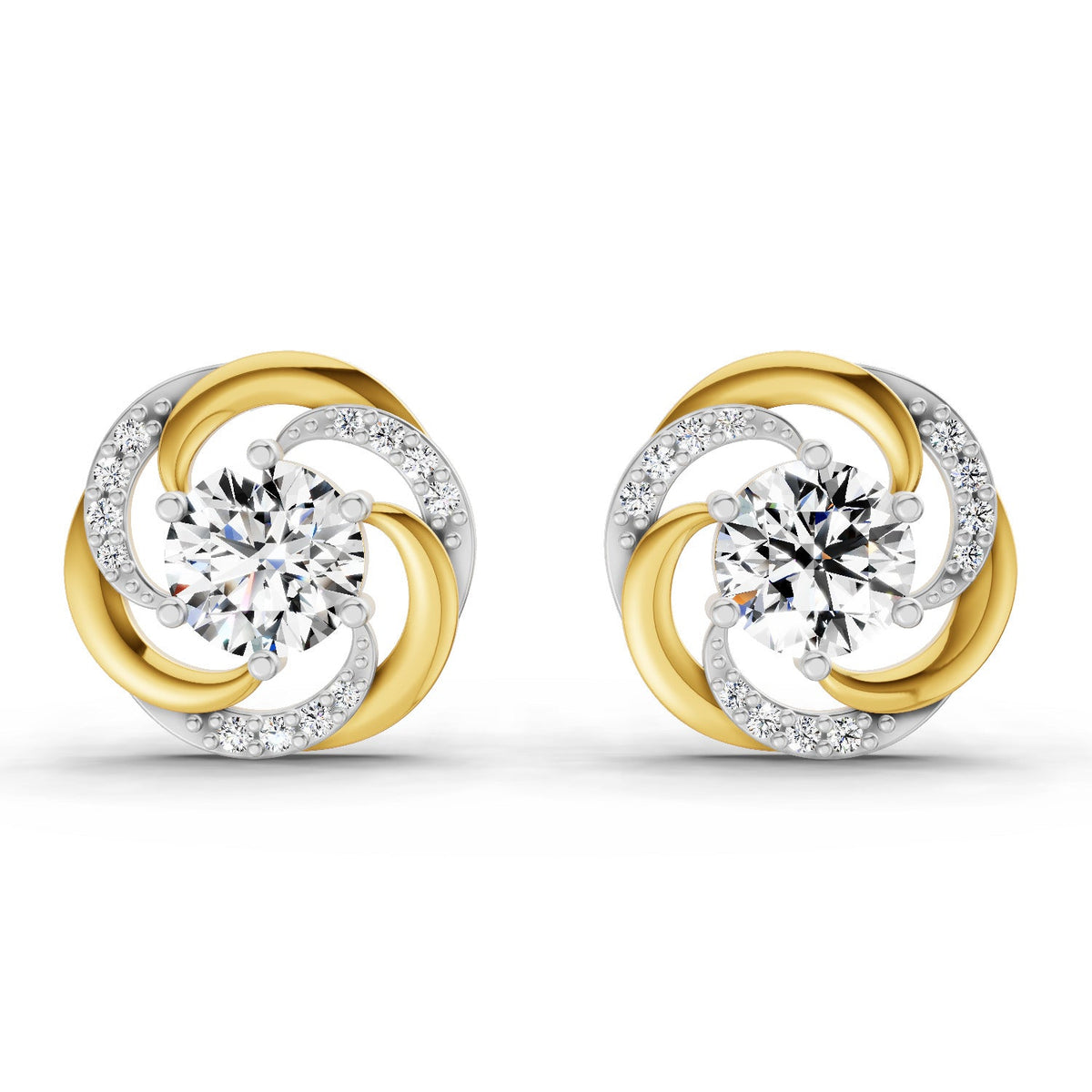 1.76 Carat Round Swirl Earrings 14K