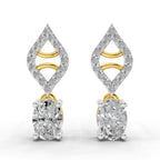 0.88 Carat Oval Diamond Leaf Drop Stud Earrings 14K