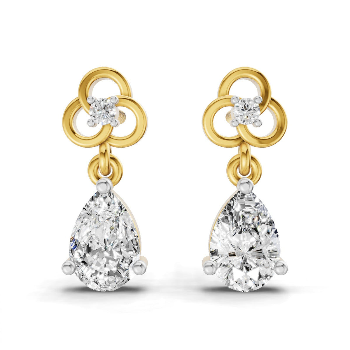 1.22 Carat Pear Shape Dangle Diamond Earrings 14K