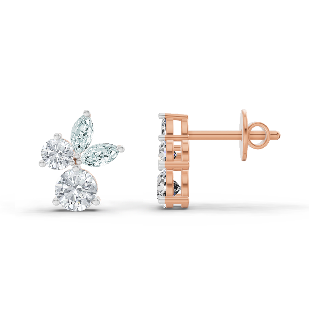 Opulent Floral Diamond Stud Earrings