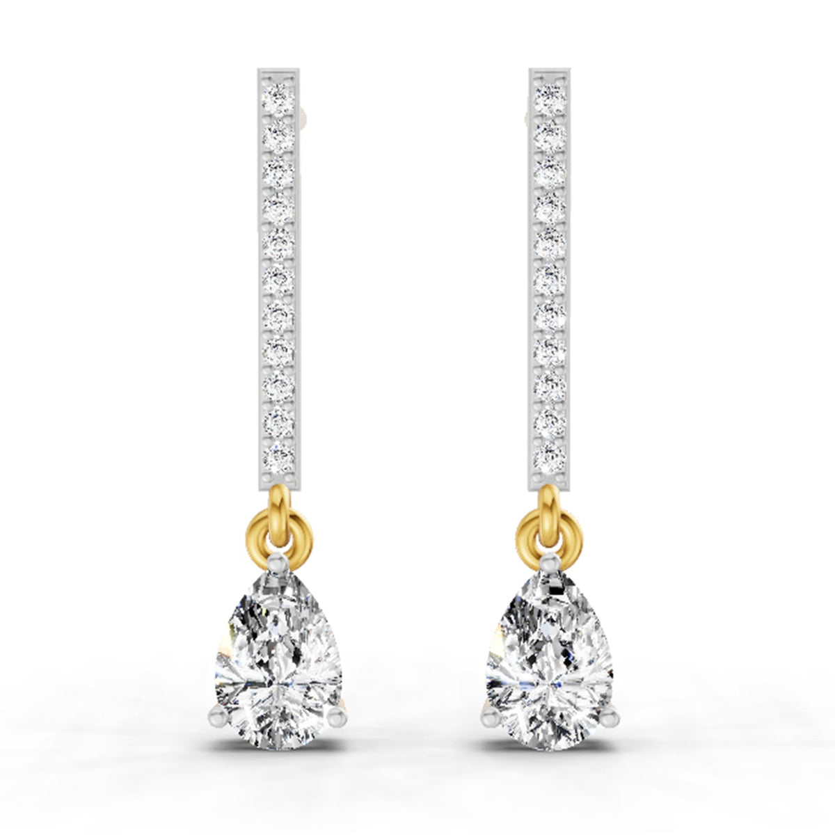 1.11 Carat Pear Shape Dangle Diamond Earrings 14K