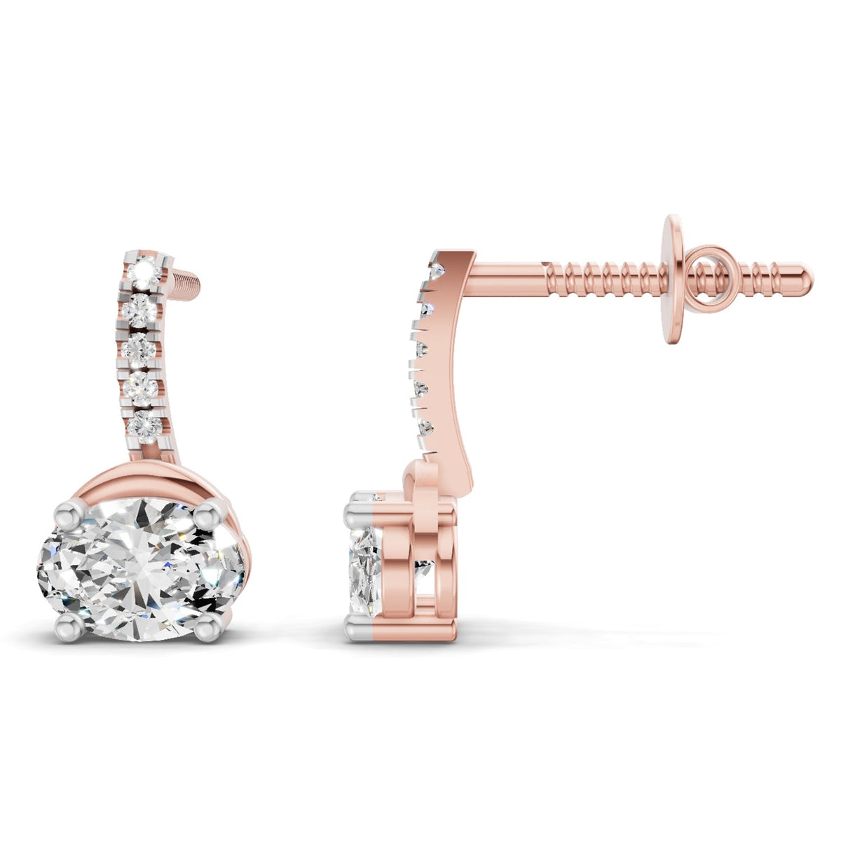 Exquisite Oval Diamond Dangle Earrings