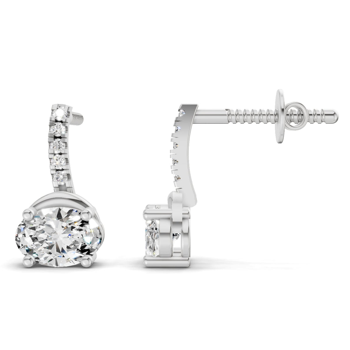 Exquisite Oval Diamond Dangle Earrings