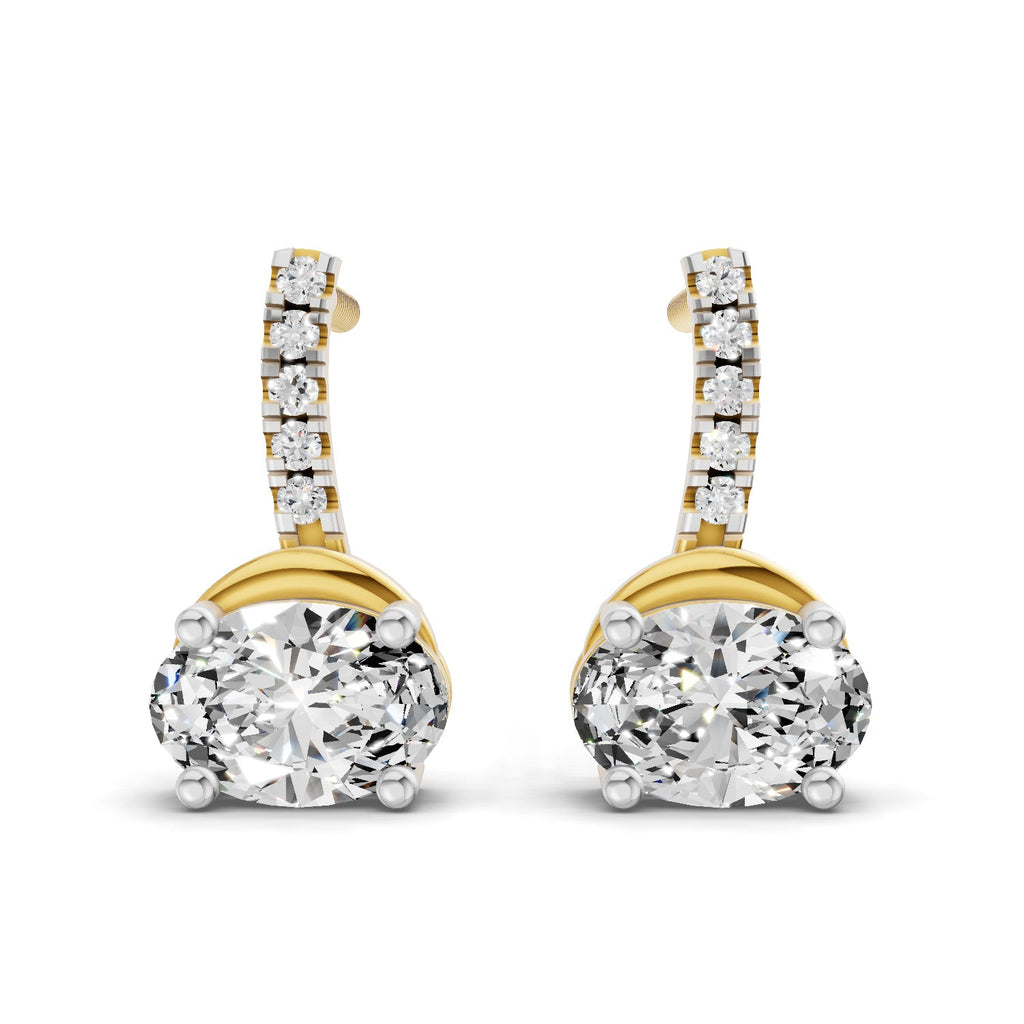1.13 Carat Oval Shape Dangle Diamond Earrings 14K