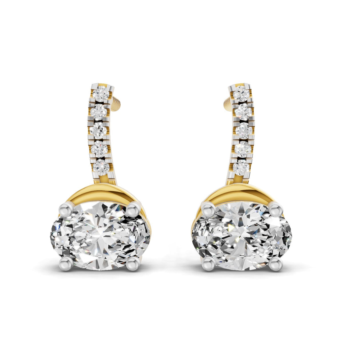 1.13 Carat Oval Shape Dangle Diamond Earrings 14K