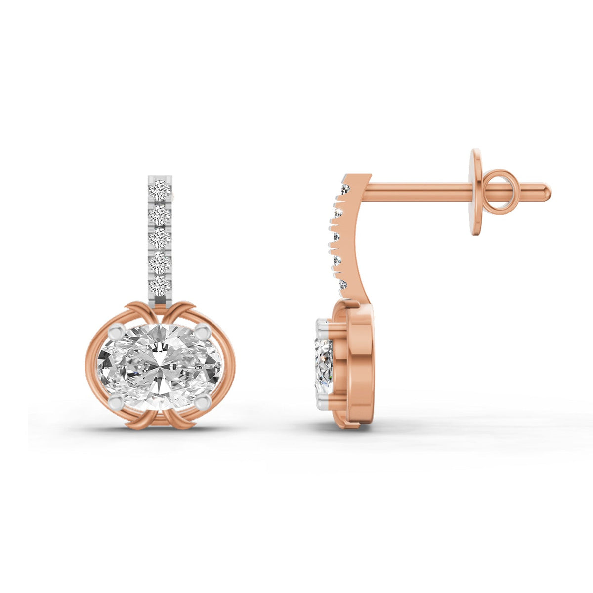 Enchanting Oval Diamond Drop Earrings