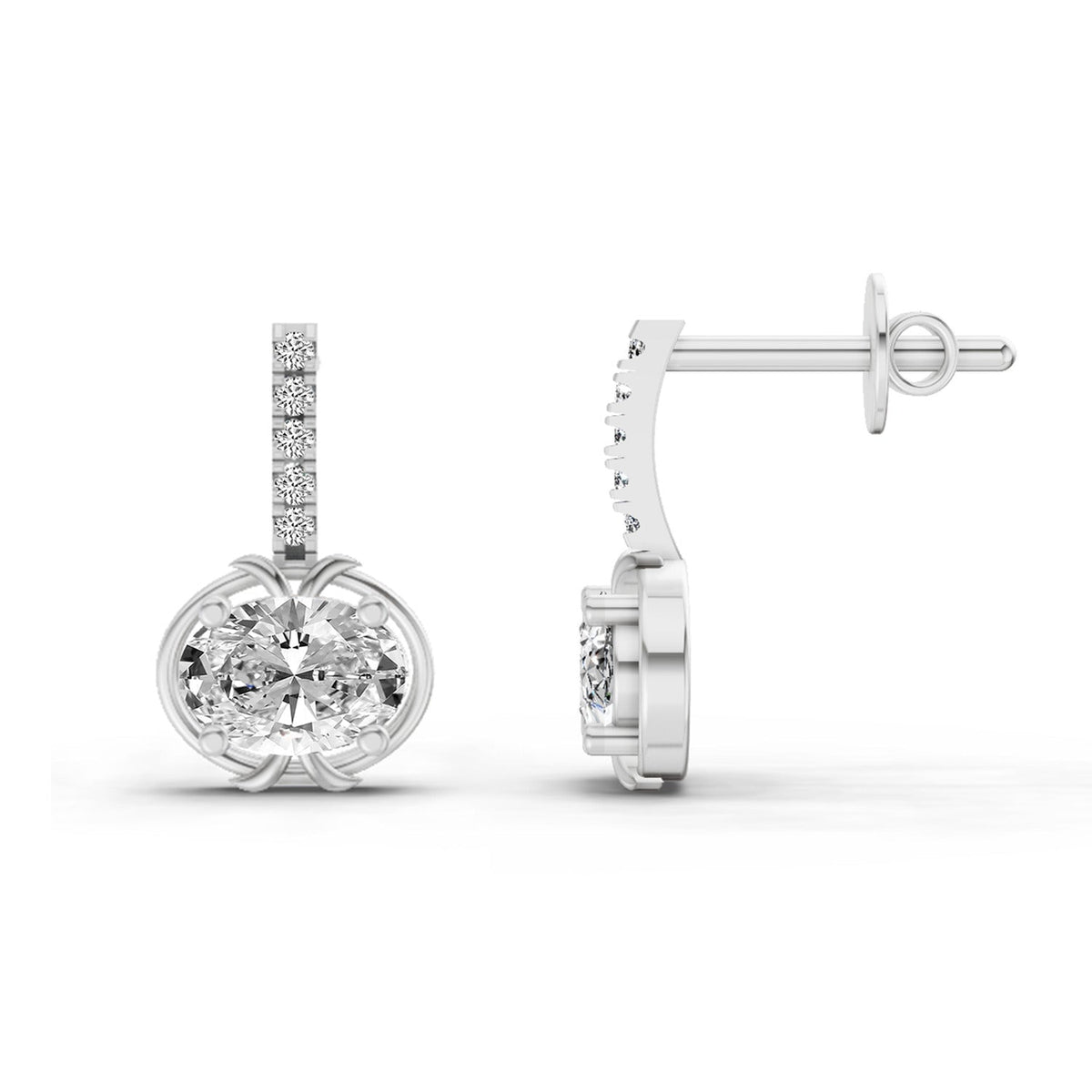 Enchanting Oval Diamond Drop Earrings