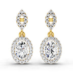 1.42 Carat Oval Shape Dangle Diamond Earrings 14K