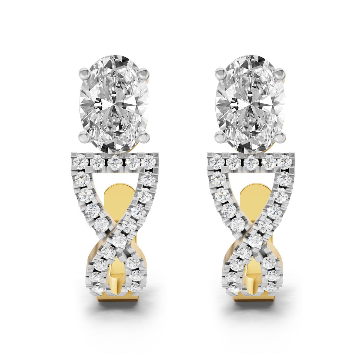 1.25 Ct Infinity Hoop Oval Shape Diamond Earrings 14K