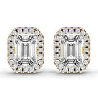 1.14 Carat Emerald Shape Halo Diamond Earrings 14K