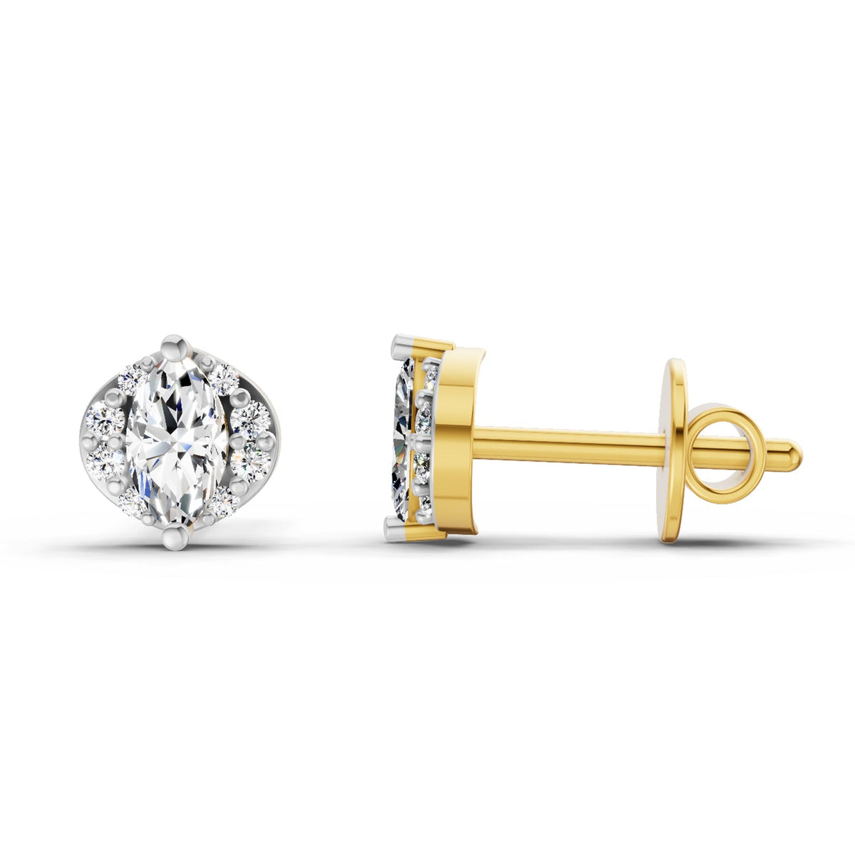 0.36 Carat Marquise Shape Diamond Stud Earrings 14K