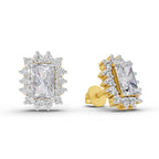 1.86 Carat Emerald Shape Halo Diamond Stud Earrings 14K