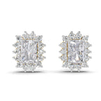 1.86 Carat Emerald Shape Halo Diamond Stud Earrings 14K