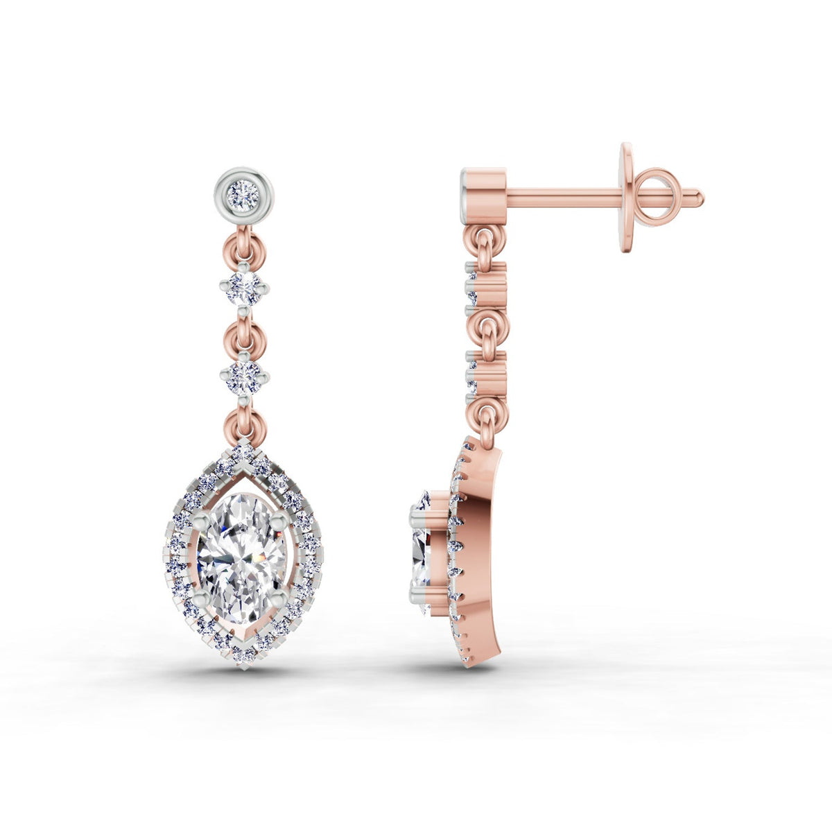 Glistening Pear Diamond Dangle Earrings