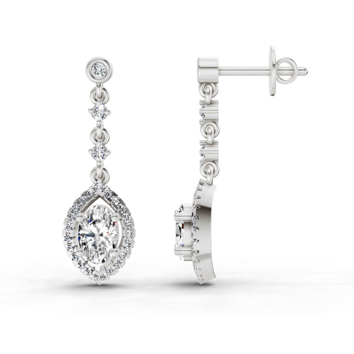 Glistening Pear Diamond Dangle Earrings