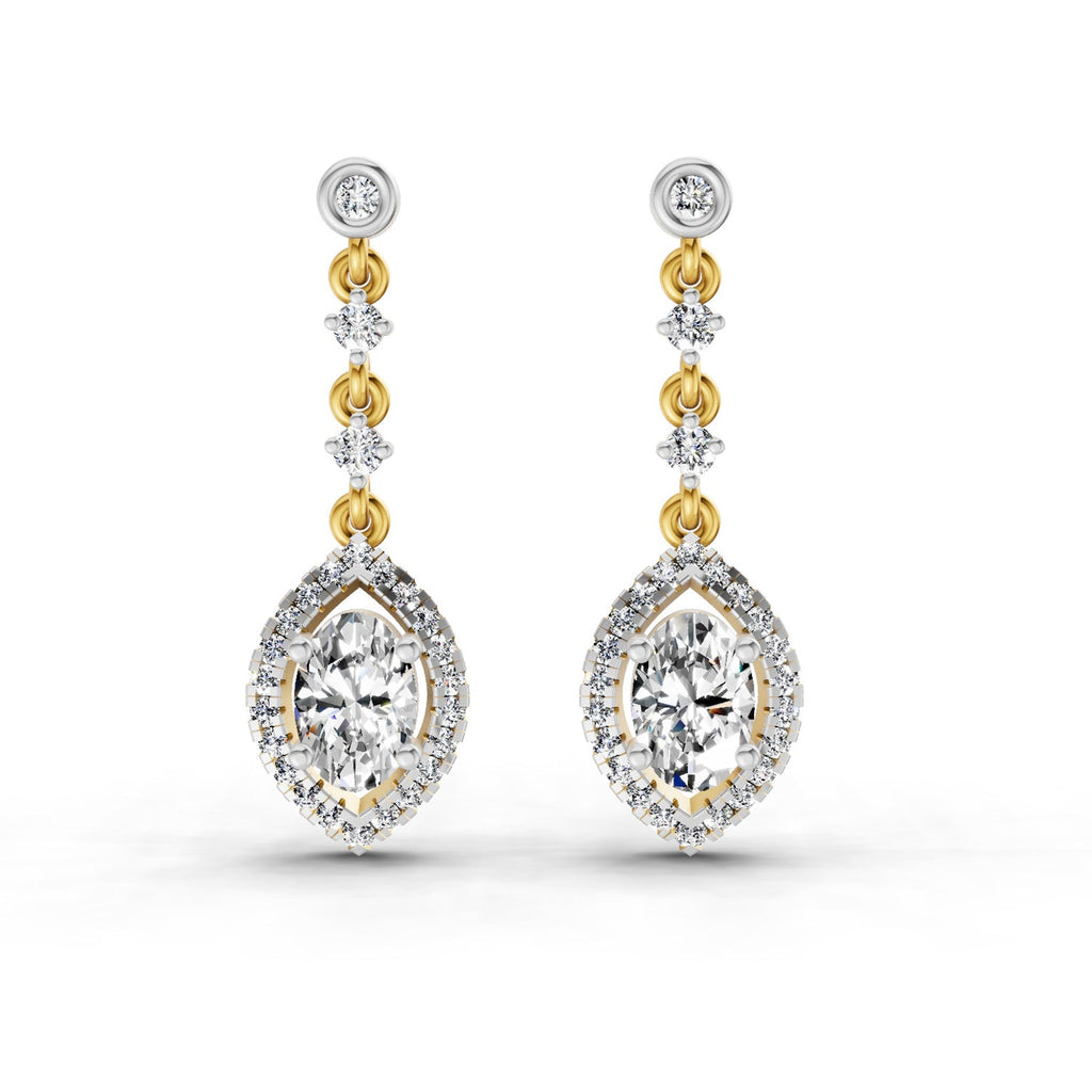 1.36 Carat Pear Shape Dangle Diamond Earrings 14K