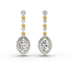 1.36 Carat Pear Shape Dangle Diamond Earrings 14K