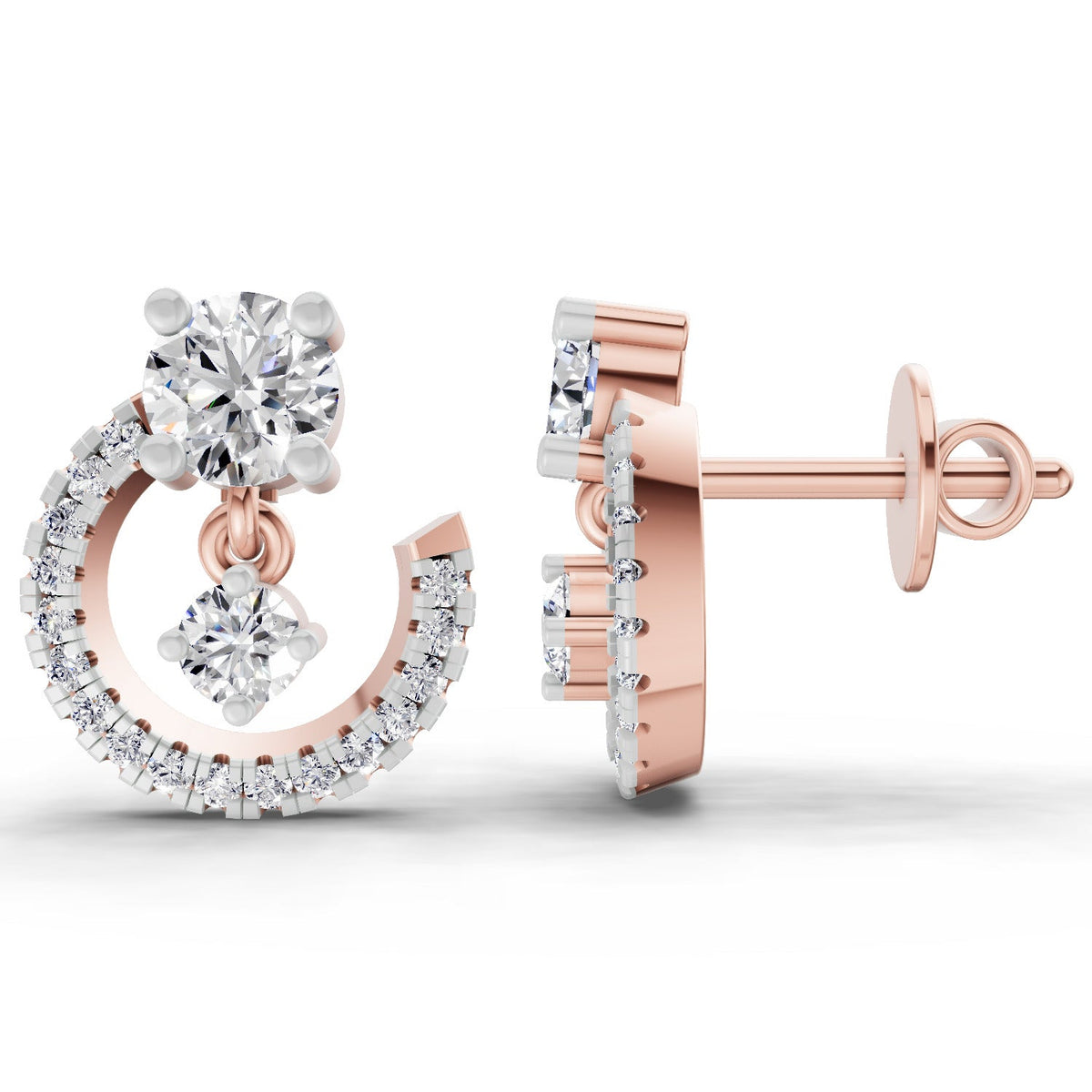Glistening Round Diamond Drop Earrings