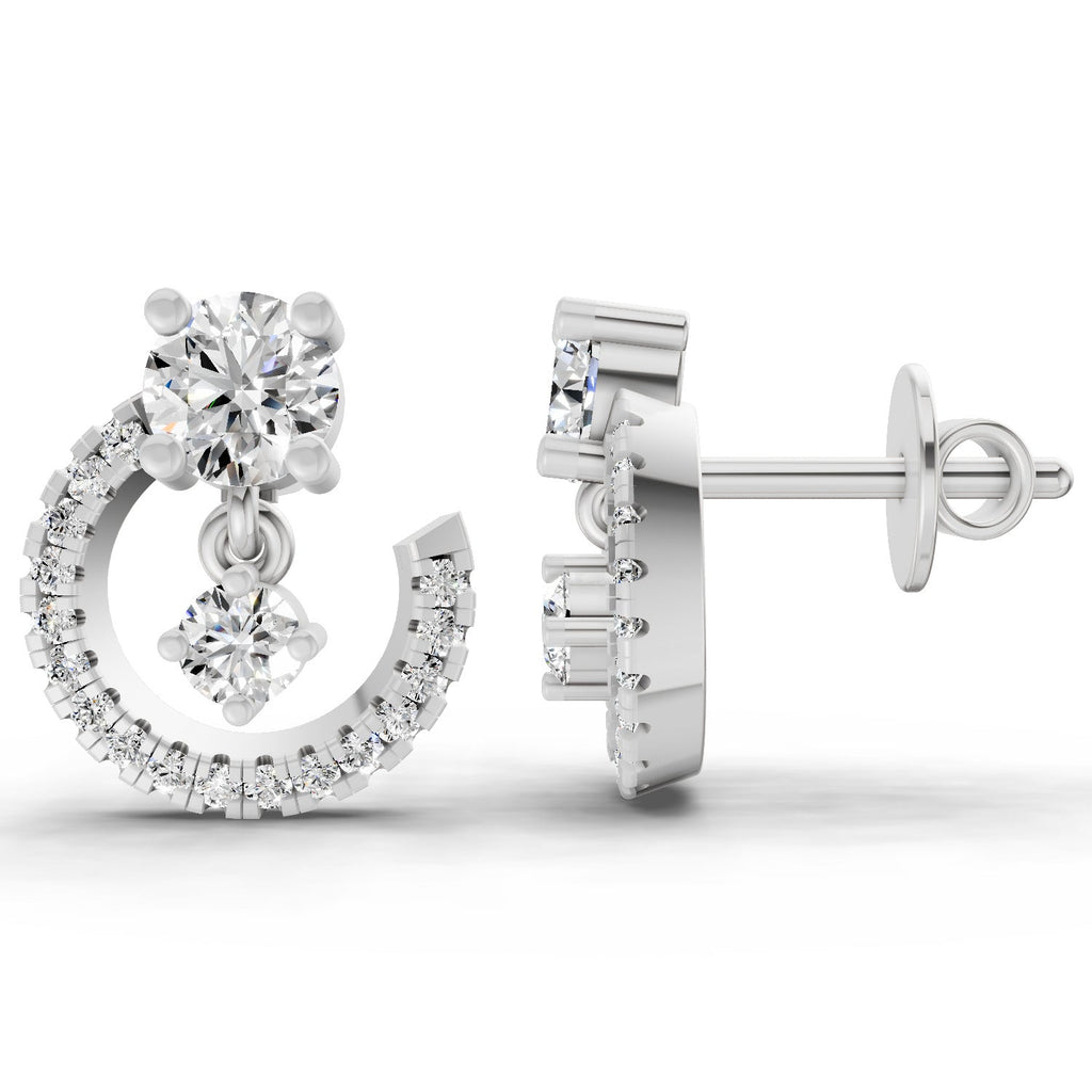 Glistening Round Diamond Drop Earrings