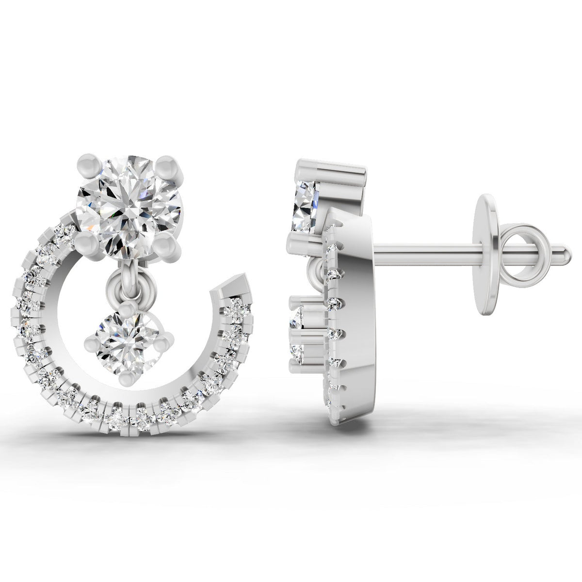 Glistening Round Diamond Drop Earrings