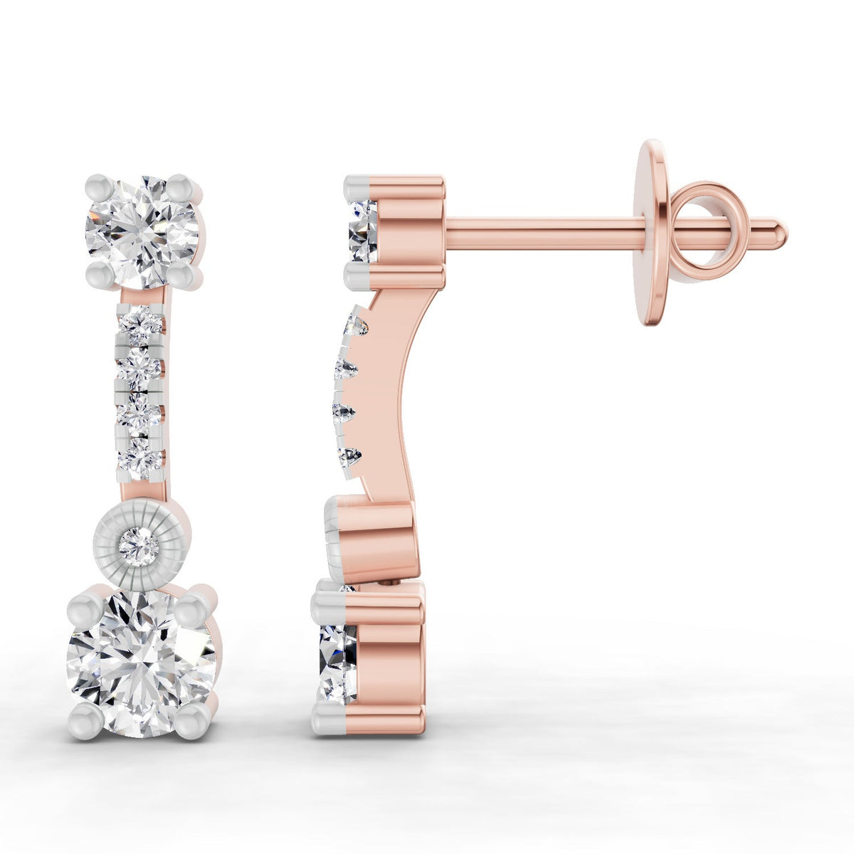 Iconic Round Linear Diamond Drop Earrings