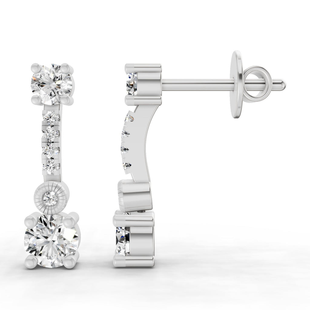 Iconic Round Linear Diamond Drop Earrings
