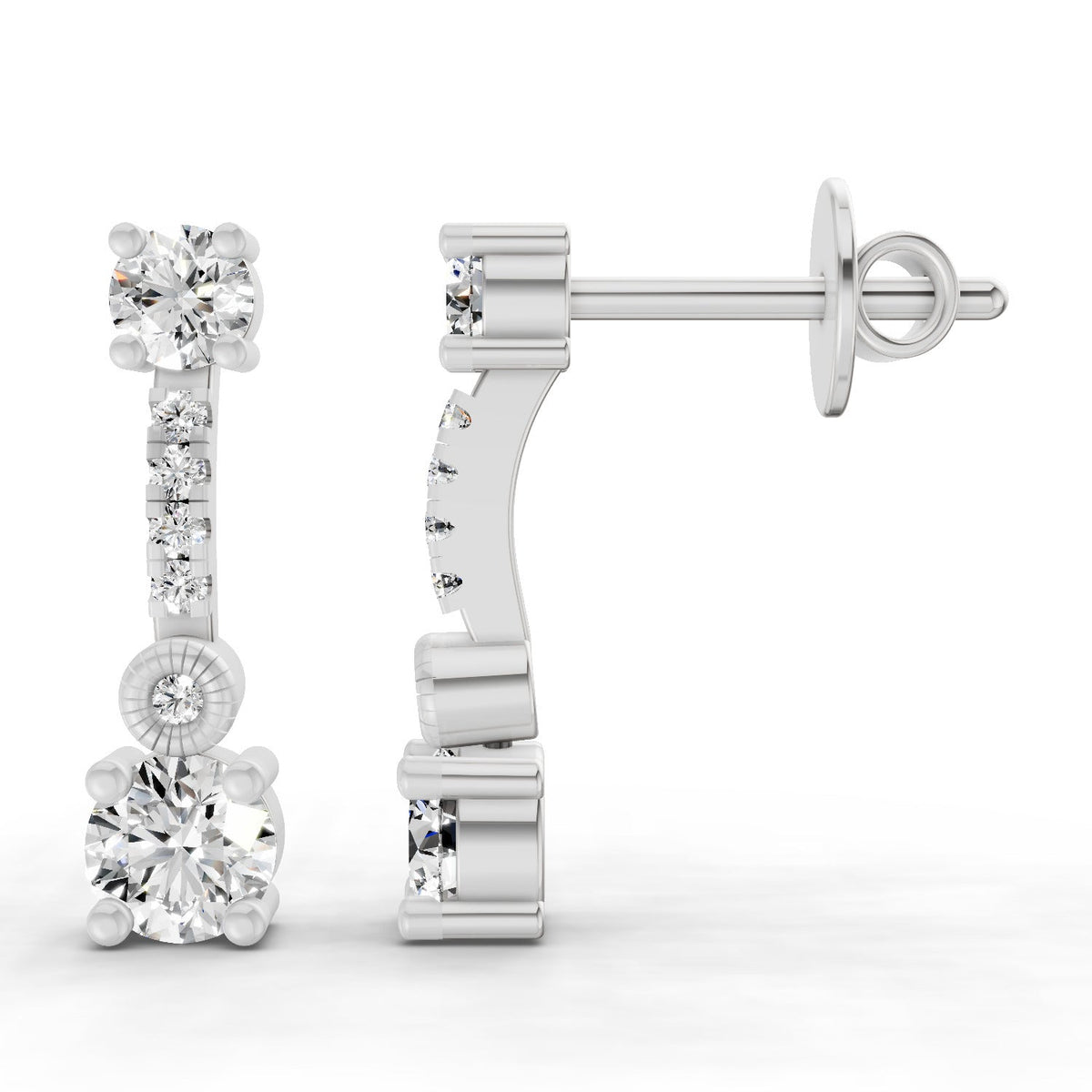 Iconic Round Linear Diamond Drop Earrings